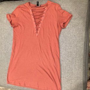 Forever 21 Pink V-Neck Dress